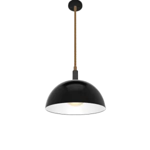Single Pendant: Manila Rope with Black Dome Shade