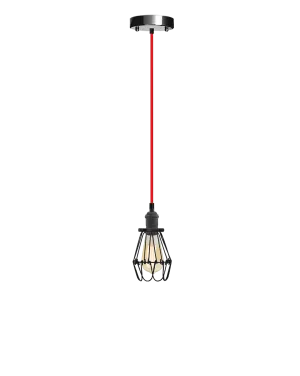 Single Pendant: Red and Black Hinge Cage