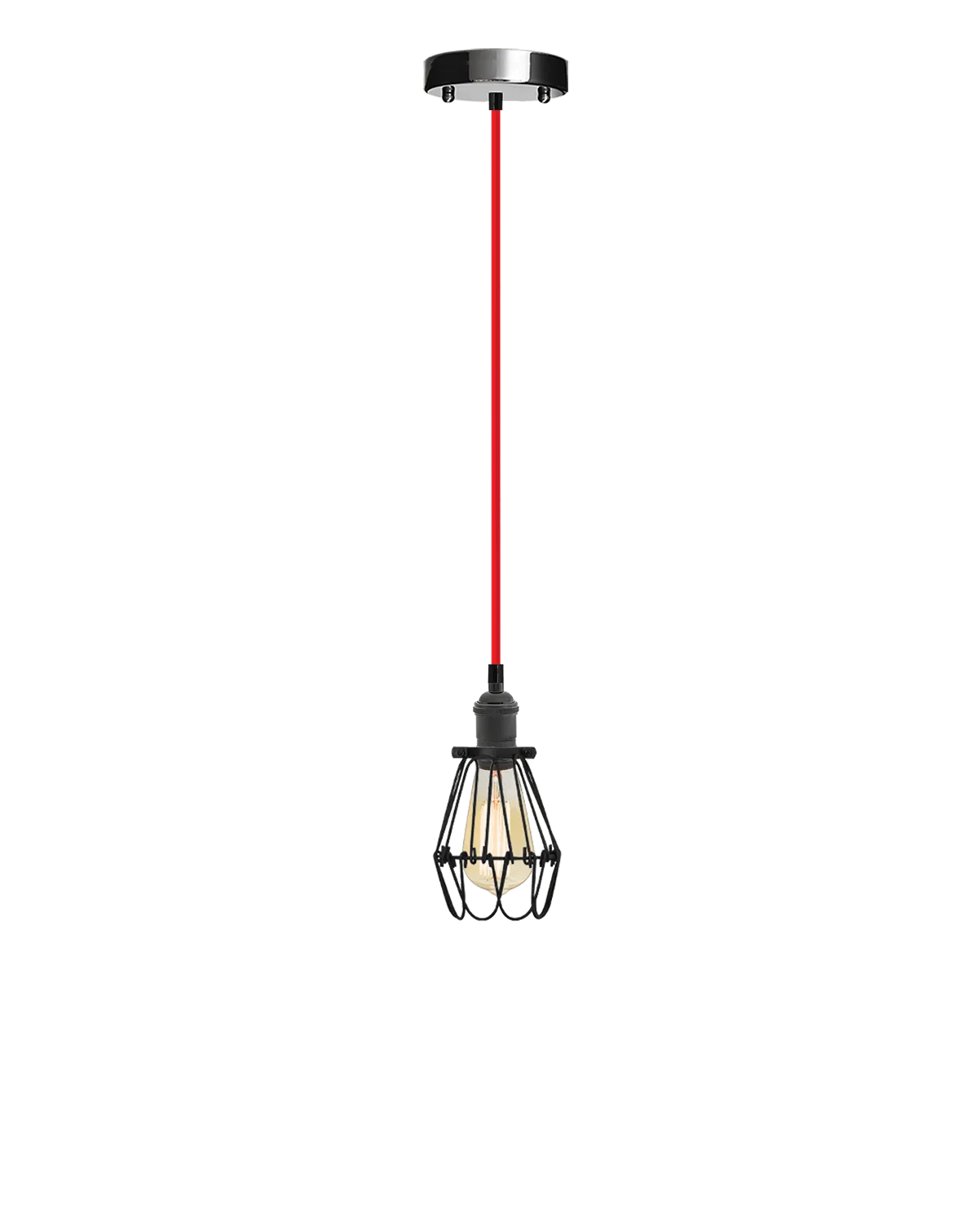 Single Pendant: Red and Black Hinge Cage