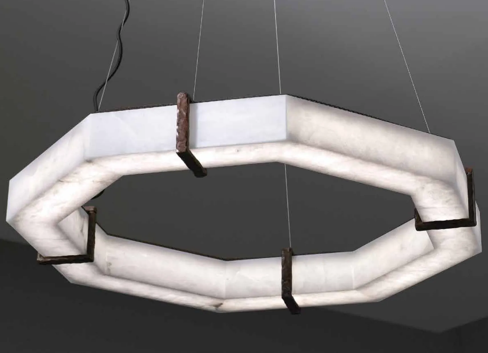Spectacular Alabaster Octagon Chandelier Large Alabaster Infinity Chandelier