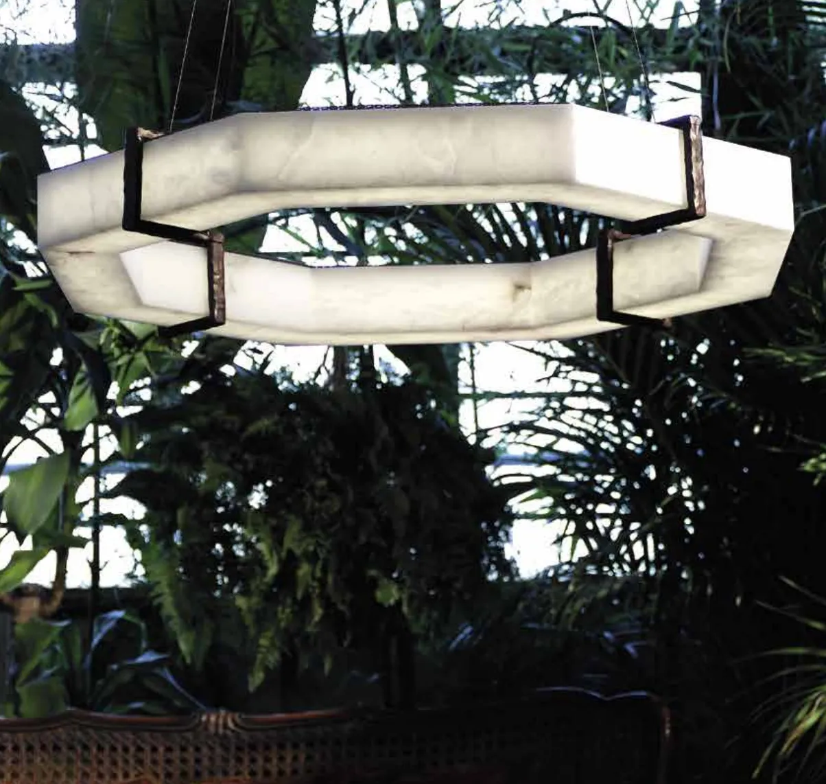 Spectacular Alabaster Octagon Chandelier Large Alabaster Infinity Chandelier