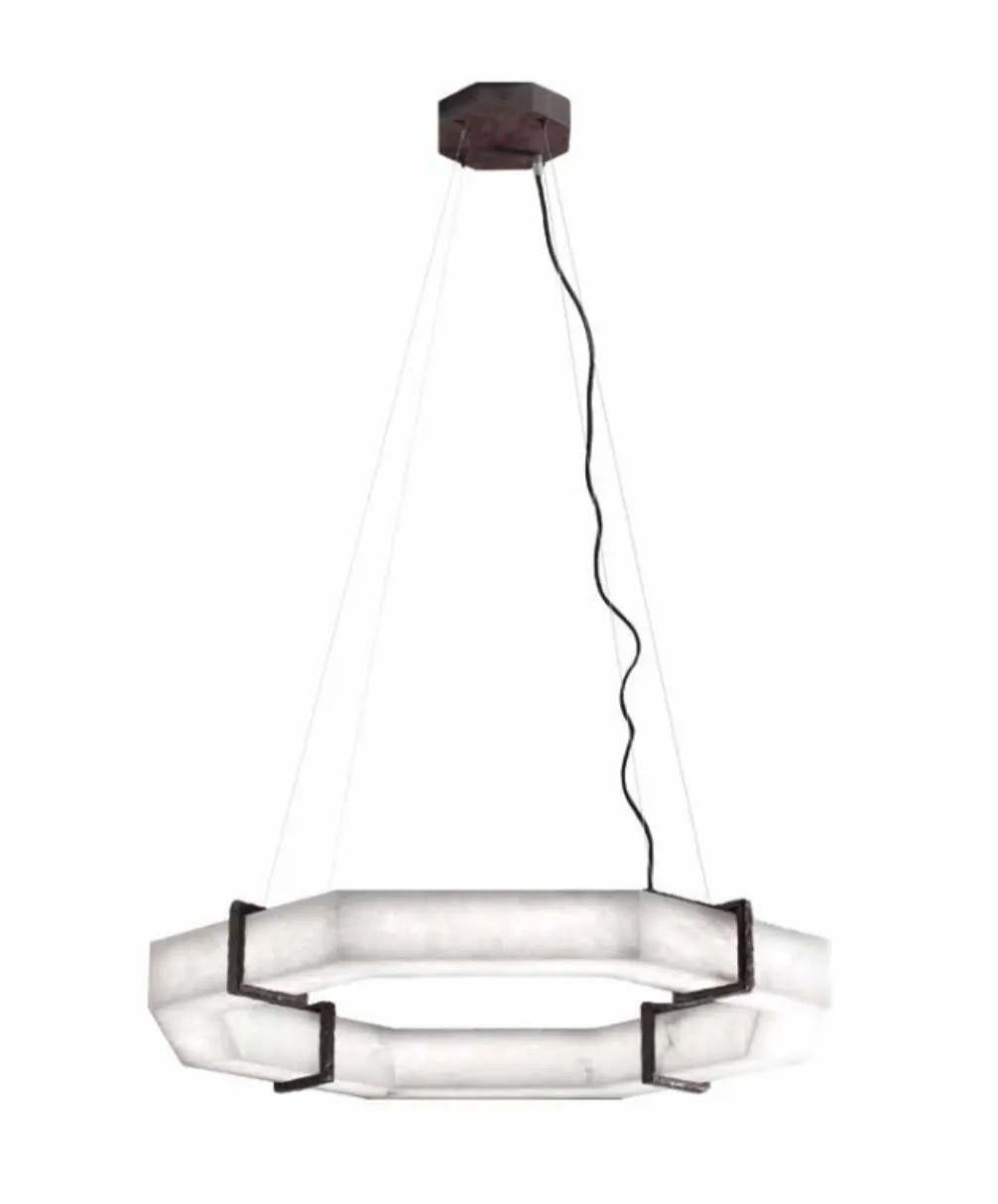 Spectacular Alabaster Octagon Chandelier Large Alabaster Infinity Chandelier