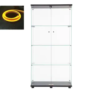 Streamdale LED Strip Light Glass Display Cabinet - Black