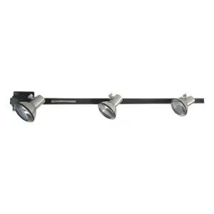 Sunset Lighting Track Head Kit F2953-80-3BK Three Brushed Nickel Heads with Black Track