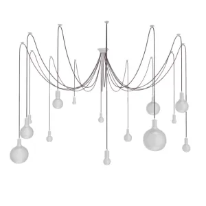 Swag Chandelier: 14 Pendant Mauve and White Globe Light Bulbs