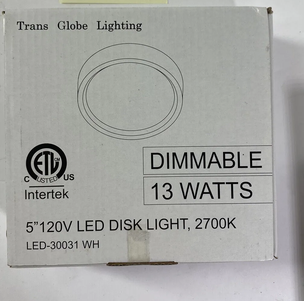 Trans Globe LED-30031 BK LED Disk Light in Black Finish - also available white and silver
