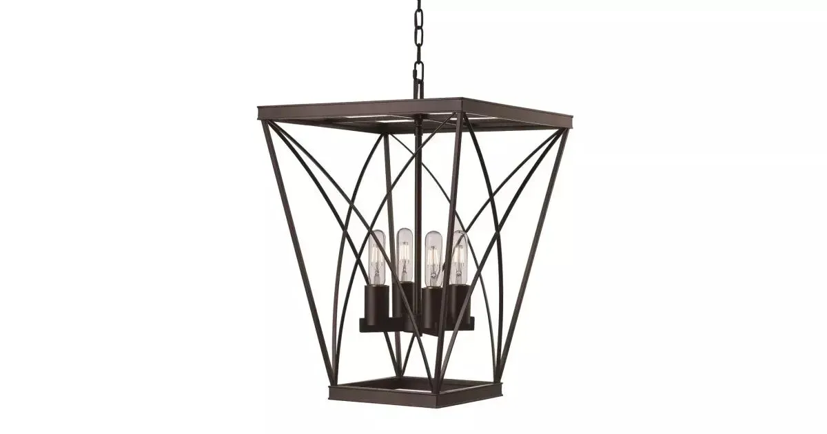 Trans Globe Lighting 11224 ROB Legacy Cage Four Light Hanging Pendant in Rubbed Oil Bronze Finish