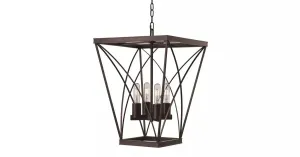Trans Globe Lighting 11224 ROB Legacy Cage Four Light Hanging Pendant in Rubbed Oil Bronze Finish