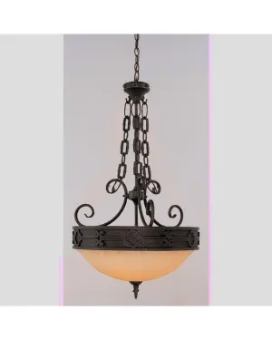 Trans Globe Lighting 3765 BK Three Light Hanging Pendant Chandelier in Black Finish