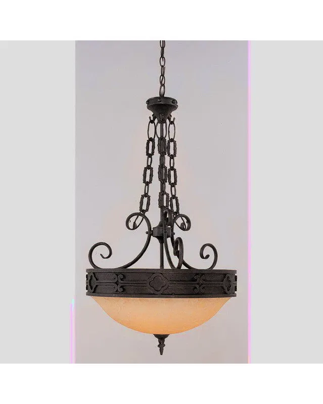 Trans Globe Lighting 3765 BK Three Light Hanging Pendant Chandelier in Black Finish