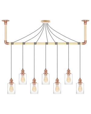 Wrap Chandelier: Grey, Copper and Glass Shade