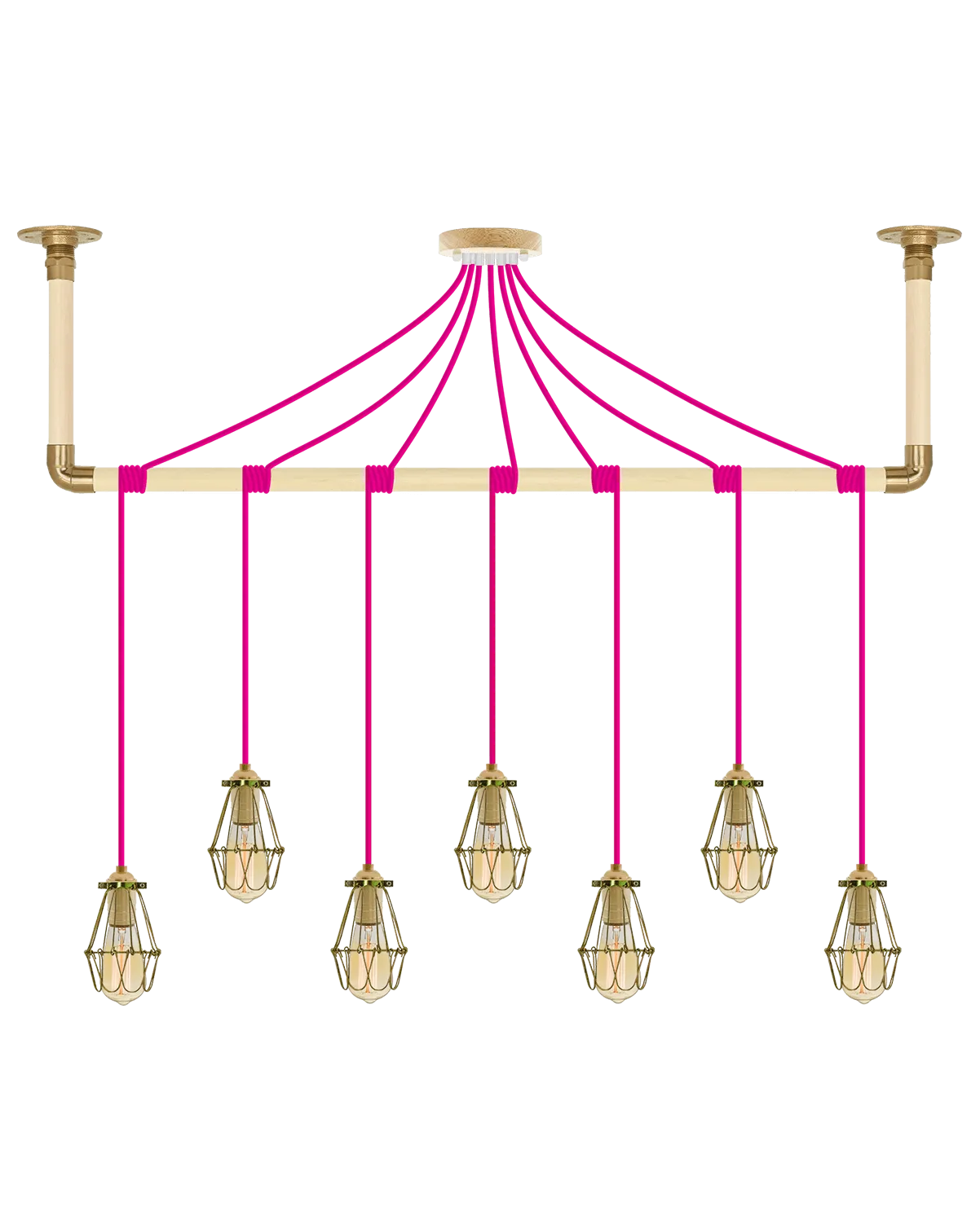 Wrap Chandelier: Pink and Brass Cage