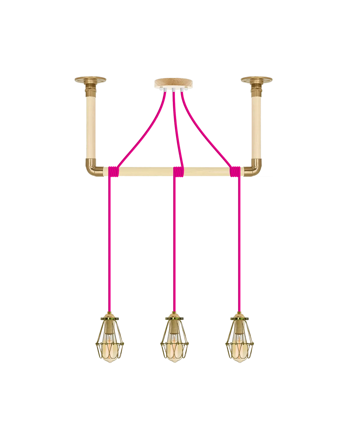 Wrap Chandelier: Pink and Brass Cage