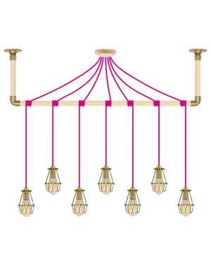Wrap Chandelier: Pink and Brass Cage