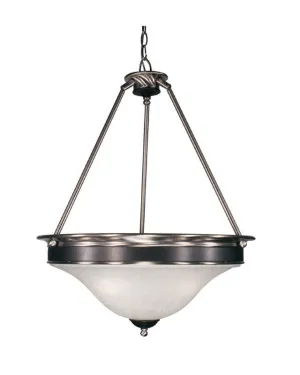 Z-Lite Lighting 310P Three Light Pendant Chandelier in Satin Nickel and Black Finish